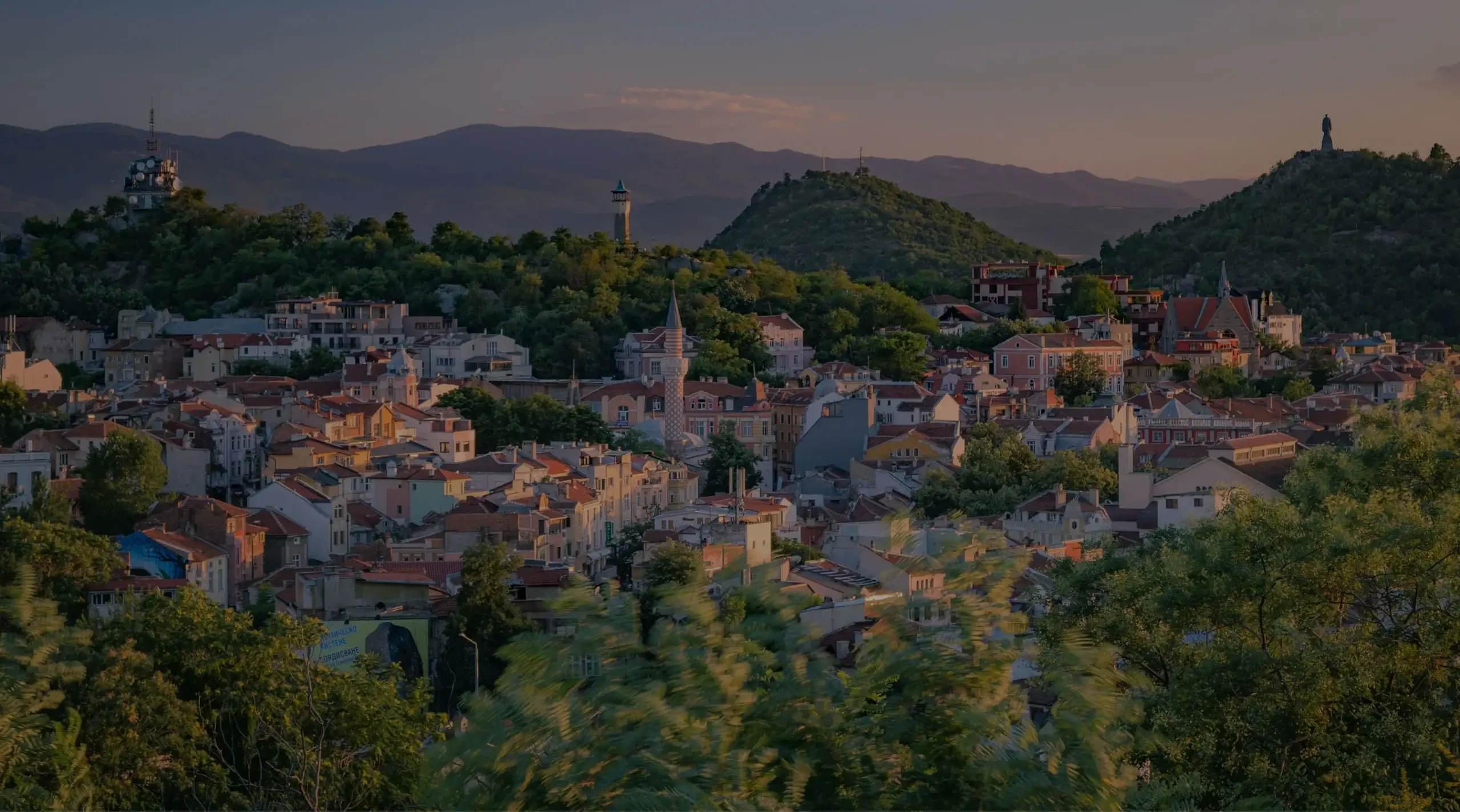 Hillside town and wooded landscape in Bulgaria