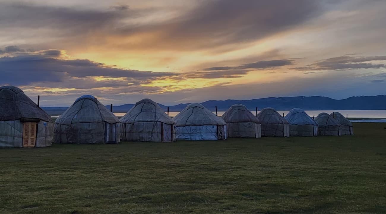 Yurt camp beside Song Kul Lake